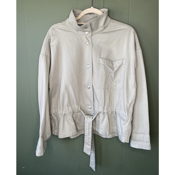 Madewell Southlake Military Jacket Green Medium Forgotten Landscape Tie Waist - Picture 10 of 11